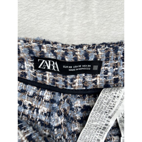 Zara Blue Textured Woven Skort Mini Skirt High Rise Women’s XS 8604/816/073 - Picture 9 of 12